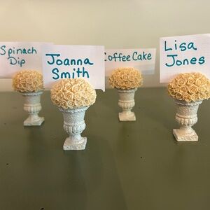 Topiary card holder for food or name place